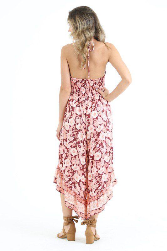 Floral Print Halter Neck Jumpsuit - Southern Sassy Boutique
