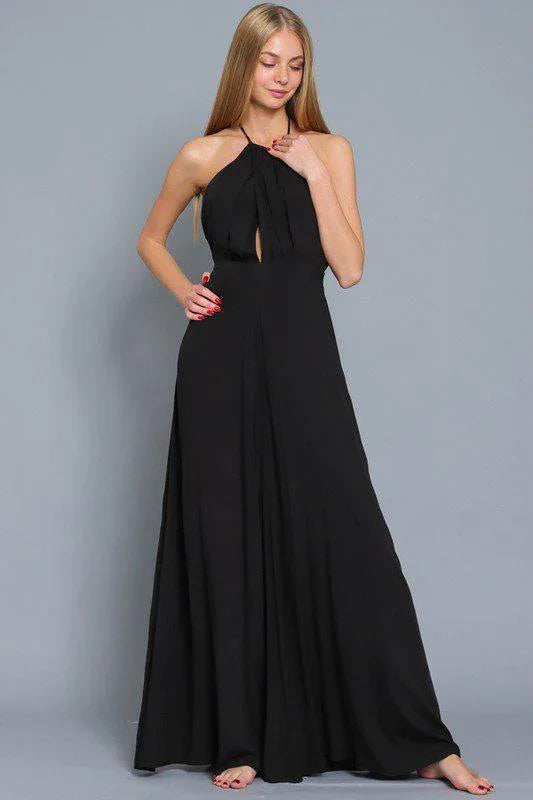 Solid Color Halter Jumpsuit with Wide Legs – Southern Sassy Boutique