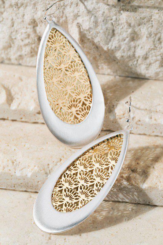Brass Filigree Teardrop Earrings - Southern Sassy Boutique