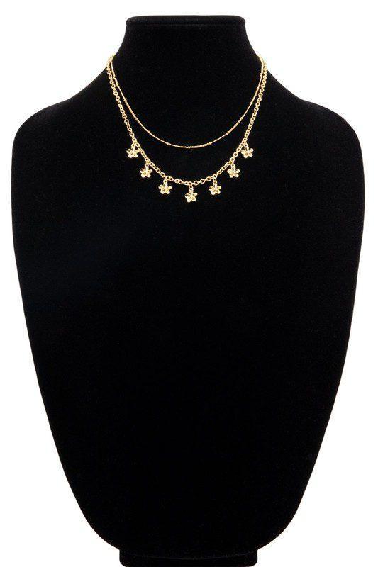 Layered Flower Charm Necklace - Southern Sassy Boutique