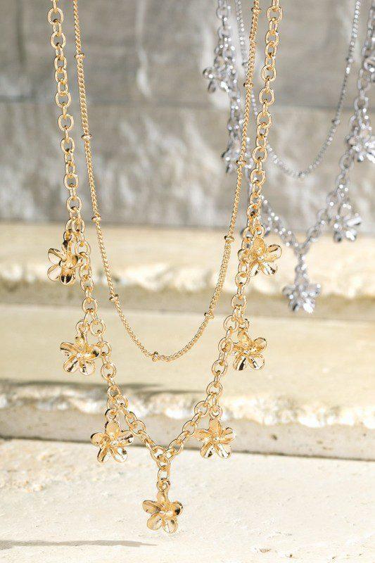 Layered Flower Charm Necklace - Southern Sassy Boutique
