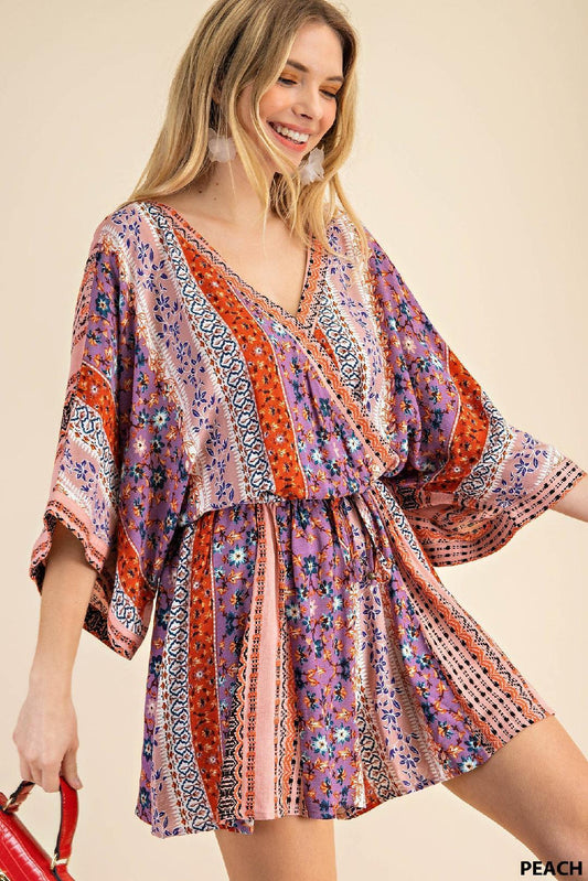 Boho Multi Color Floral Romper - Southern Sassy Boutique