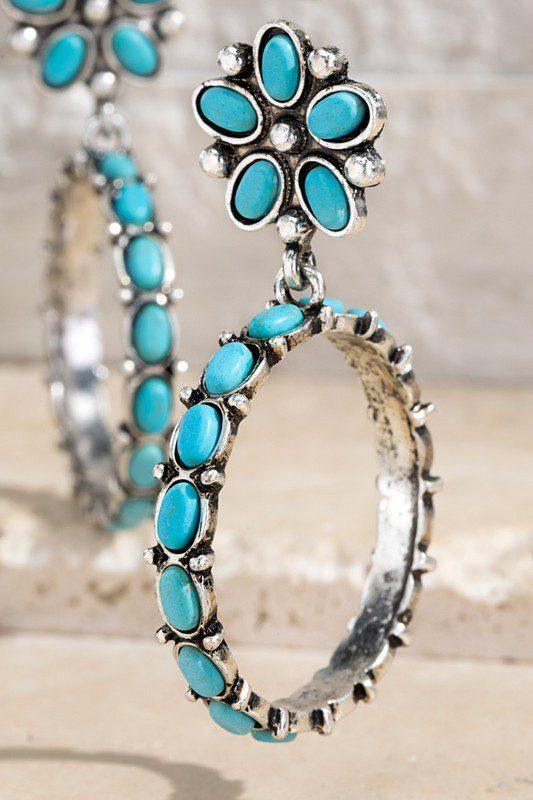 Turquoise Hoop Earrings - Southern Sassy Boutique