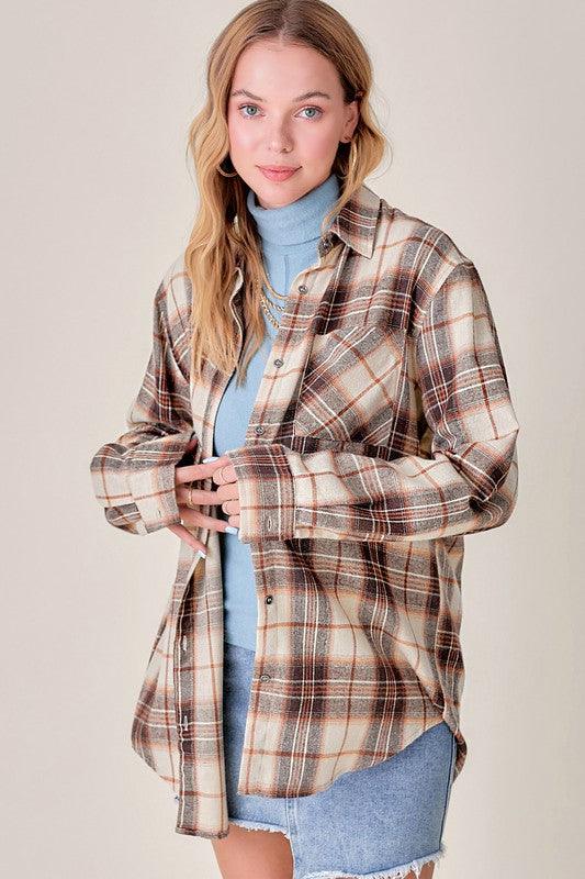 Button Down Flannel Shirt - Southern Sassy Boutique