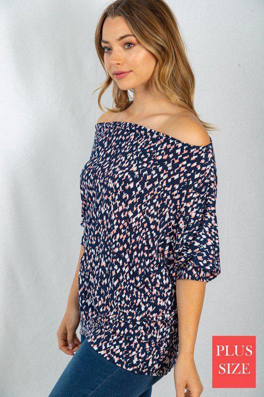 Diamond Print 3/4 Sleeve Tapered Top - Southern Sassy Boutique