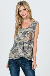 Camo Knotted Tank Top - Southern Sassy Boutique
