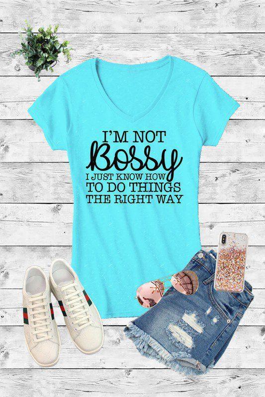 Not Bossy V-neck Top - Southern Sassy Boutique