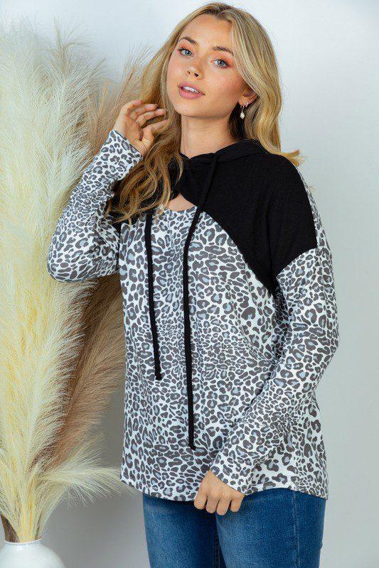 Animal Print Sweatshirt With Keyhole Detail - Southern Sassy Boutique