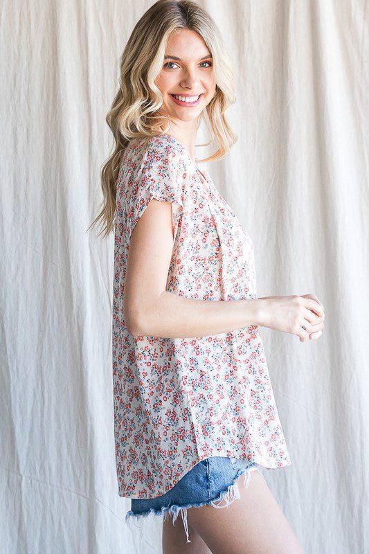 Floral Top Featuring a V-Neck - Southern Sassy Boutique