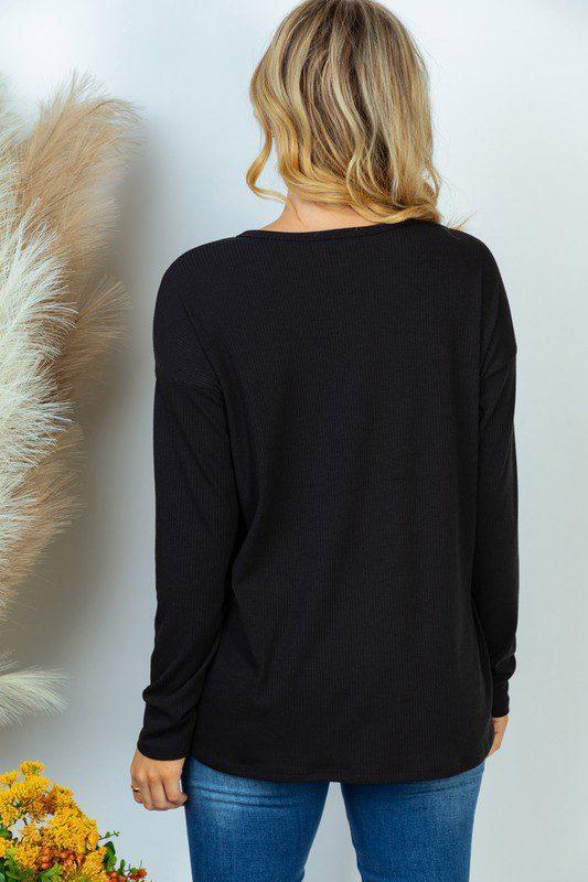 Long Sleeve Solid Knit Top - Southern Sassy Boutique