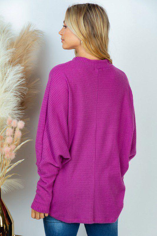 Long Sleeve Keyhole Solid Knit Top - Southern Sassy Boutique