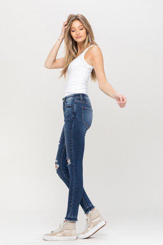 Vervet Mid Rise Distressed Skinny Denim - Southern Sassy Boutique