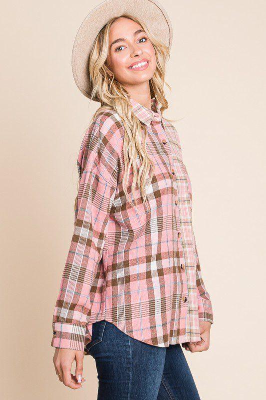 Two Tone Plaid Flannel - Southern Sassy Boutique