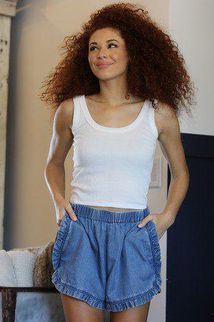 Image: Denim Scappled Shorts Denim | Southern Sassy Boutique