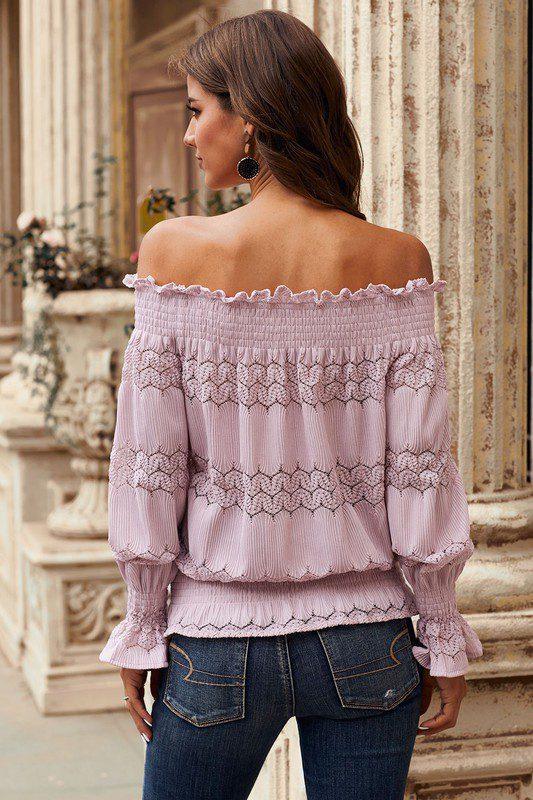 Off Shoulder Lace Blouse - Southern Sassy Boutique