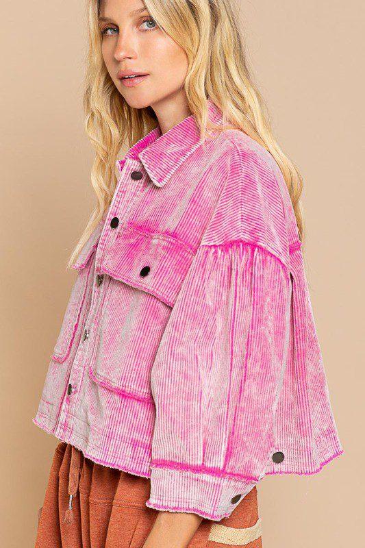 Cropped Corduroy Frayed Jacket - Southern Sassy Boutique