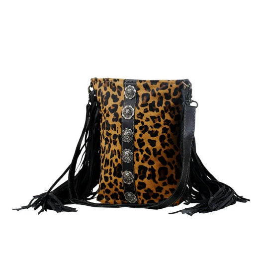 Myra Bag Western Dark Cowhide Cheetah and Leather Handbag - Southern Sassy Boutique