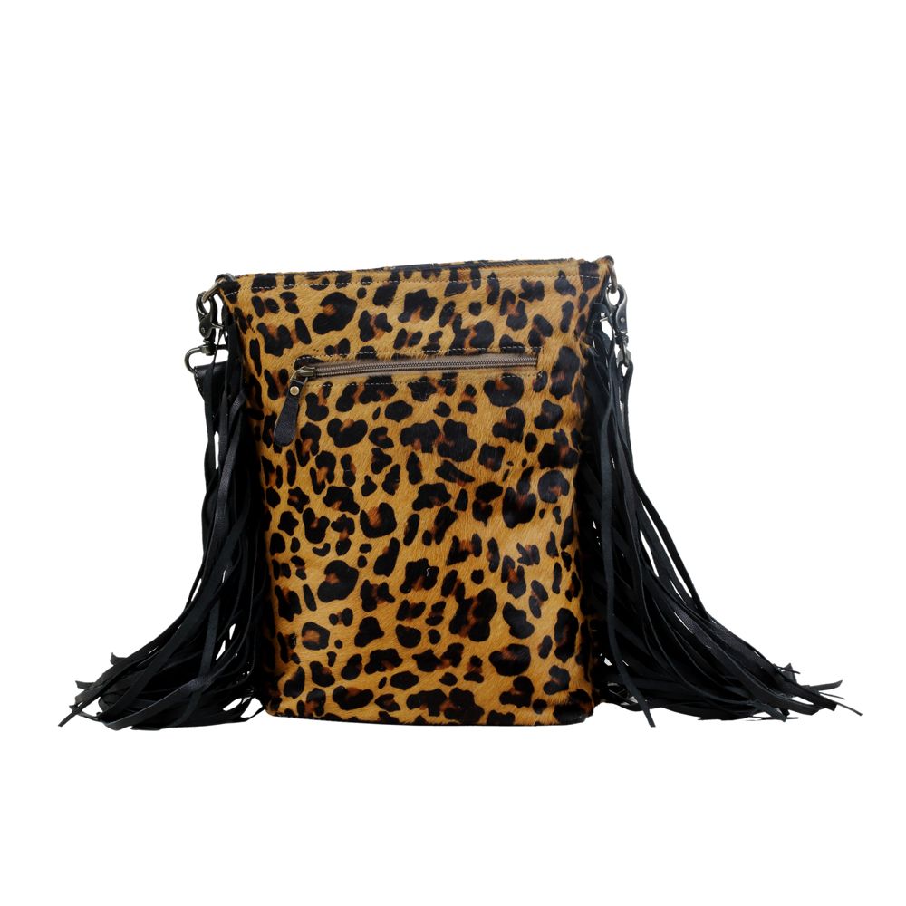 Myra Bag Western Dark Cowhide Cheetah and Leather Handbag