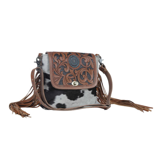 Myra Bag Hand Tooled and Cowhide Crossbody Bag - Southern Sassy Boutique