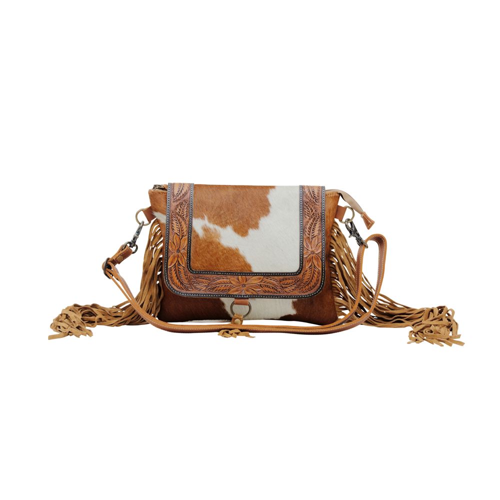 Myra Bag Rusty Hand Tooled Cowhide Bag