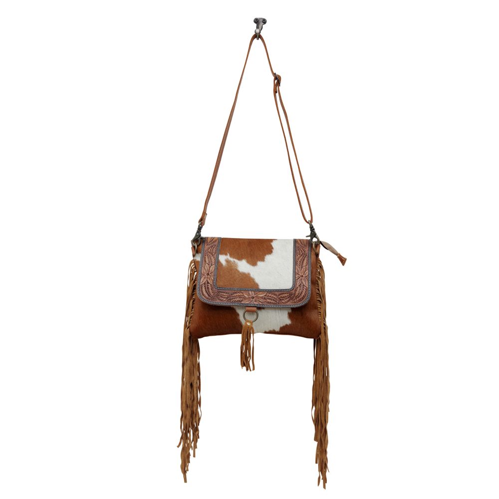 Myra Bag Rusty Hand Tooled Cowhide Bag