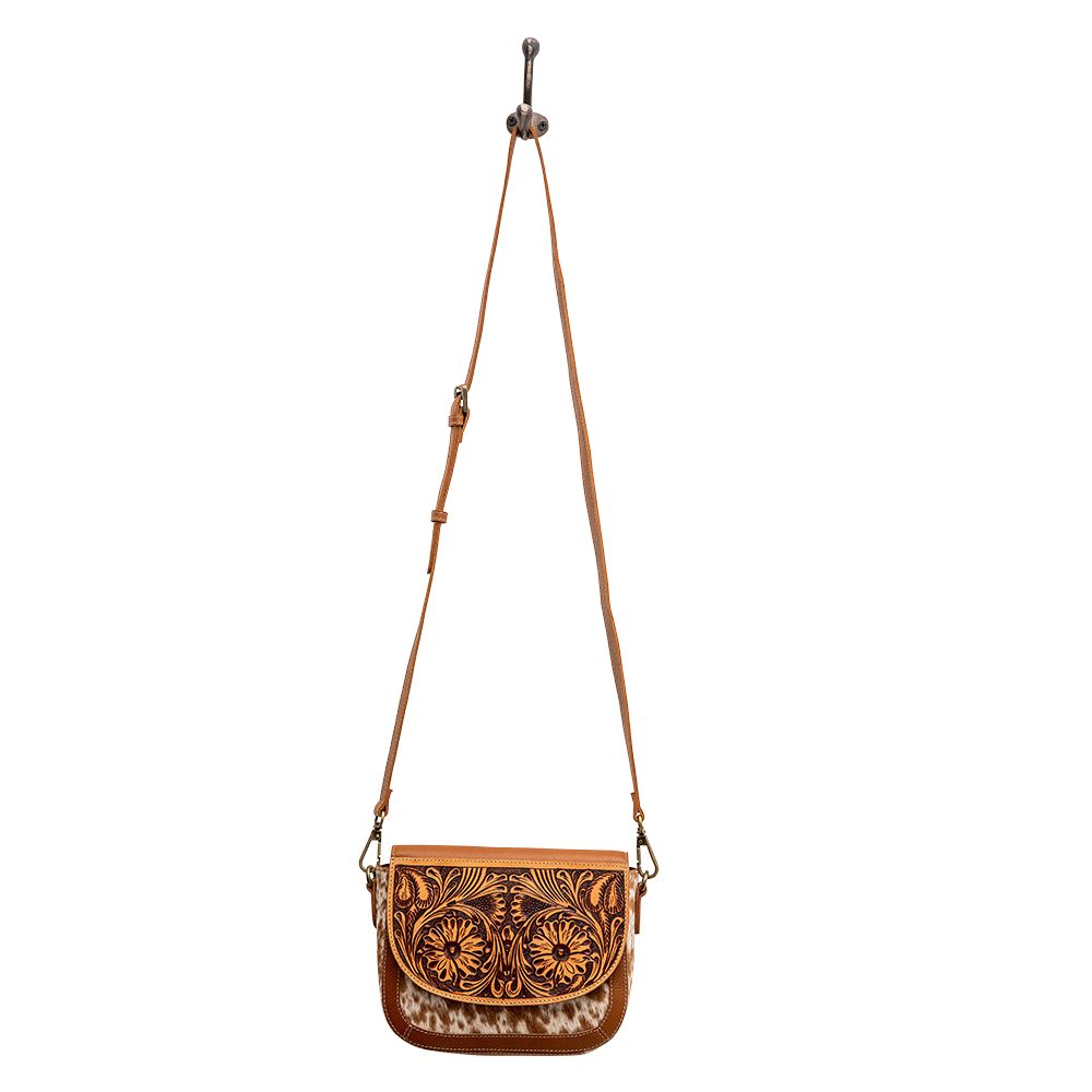 Myra Bag Floral Hand Tooled and Cowhide Small Crossbody Bag