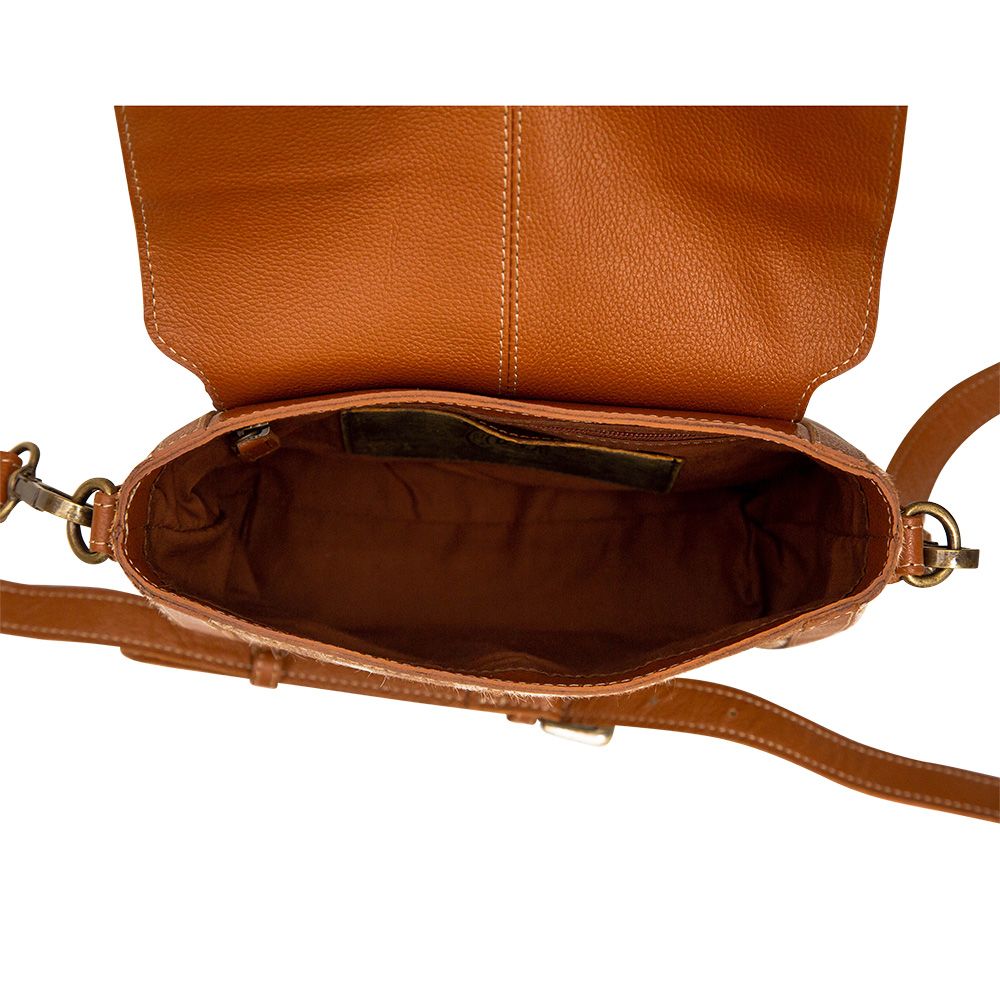 Myra Bag Floral Hand Tooled and Cowhide Small Crossbody Bag