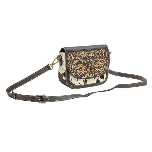 Myra Bag Floral Hand Tooled and Cowhide Small Crossbody Bag - Southern Sassy Boutique