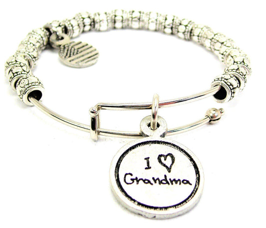 I Love Grandma Metal Bead Bracelet Grandmother Mother's Day - Southern Sassy Boutique