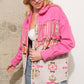Aztec Contrast Frayed Shirt Jacket
