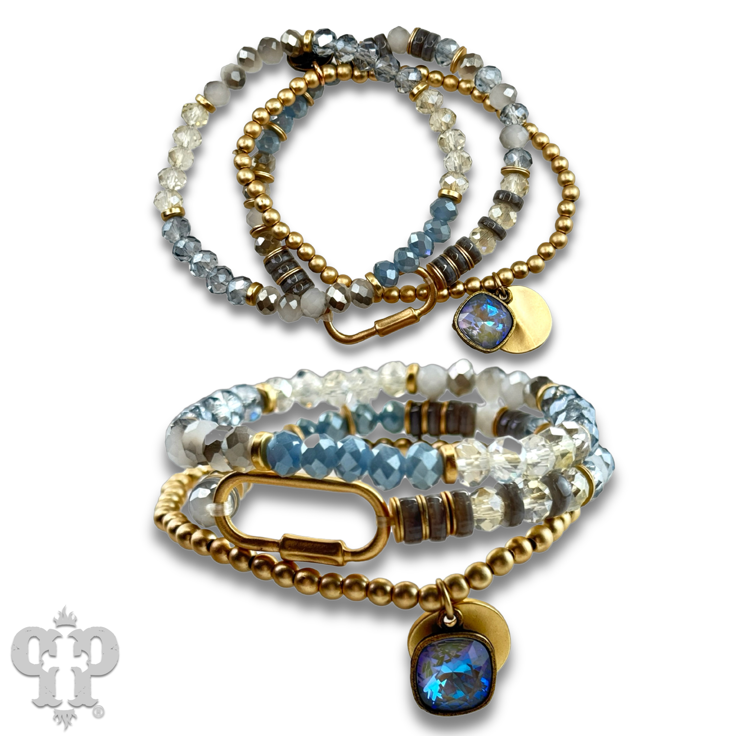 Three strand bracelet with screw lock and Austrian crystal