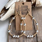 Pearl Bead Statement Teardrop Hoop Dangle Drop Earrings