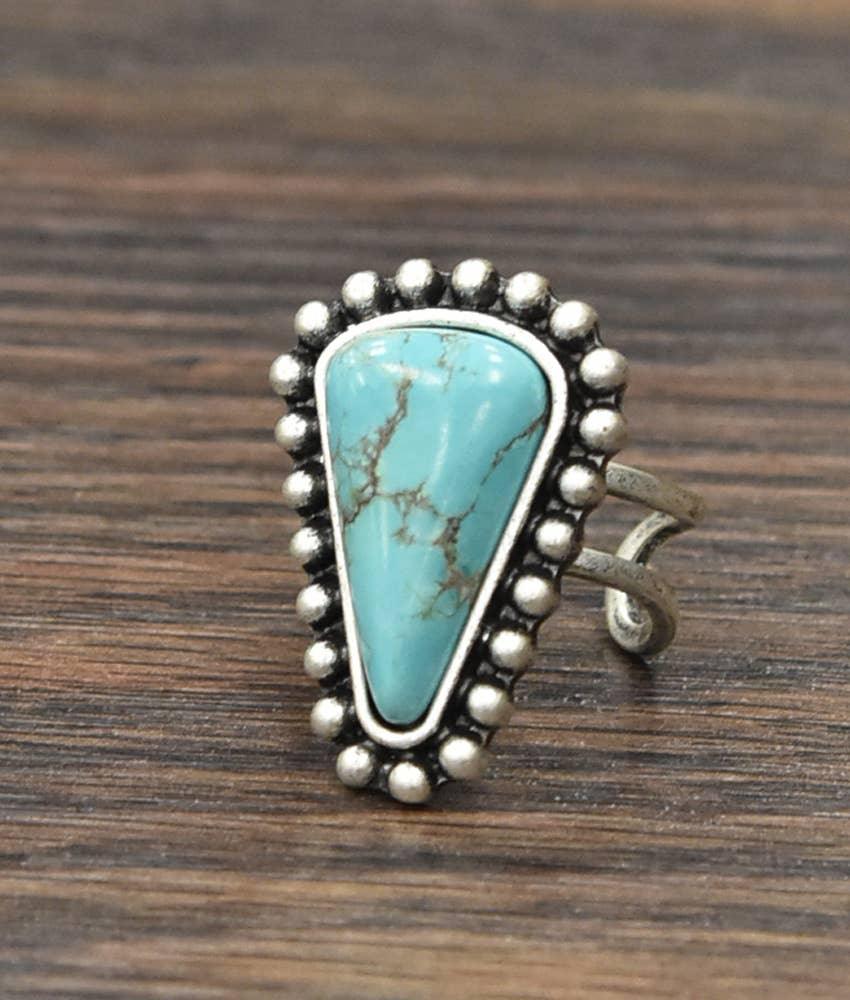 750238, Turquoise Adjustable Ring - Southern Sassy Boutique