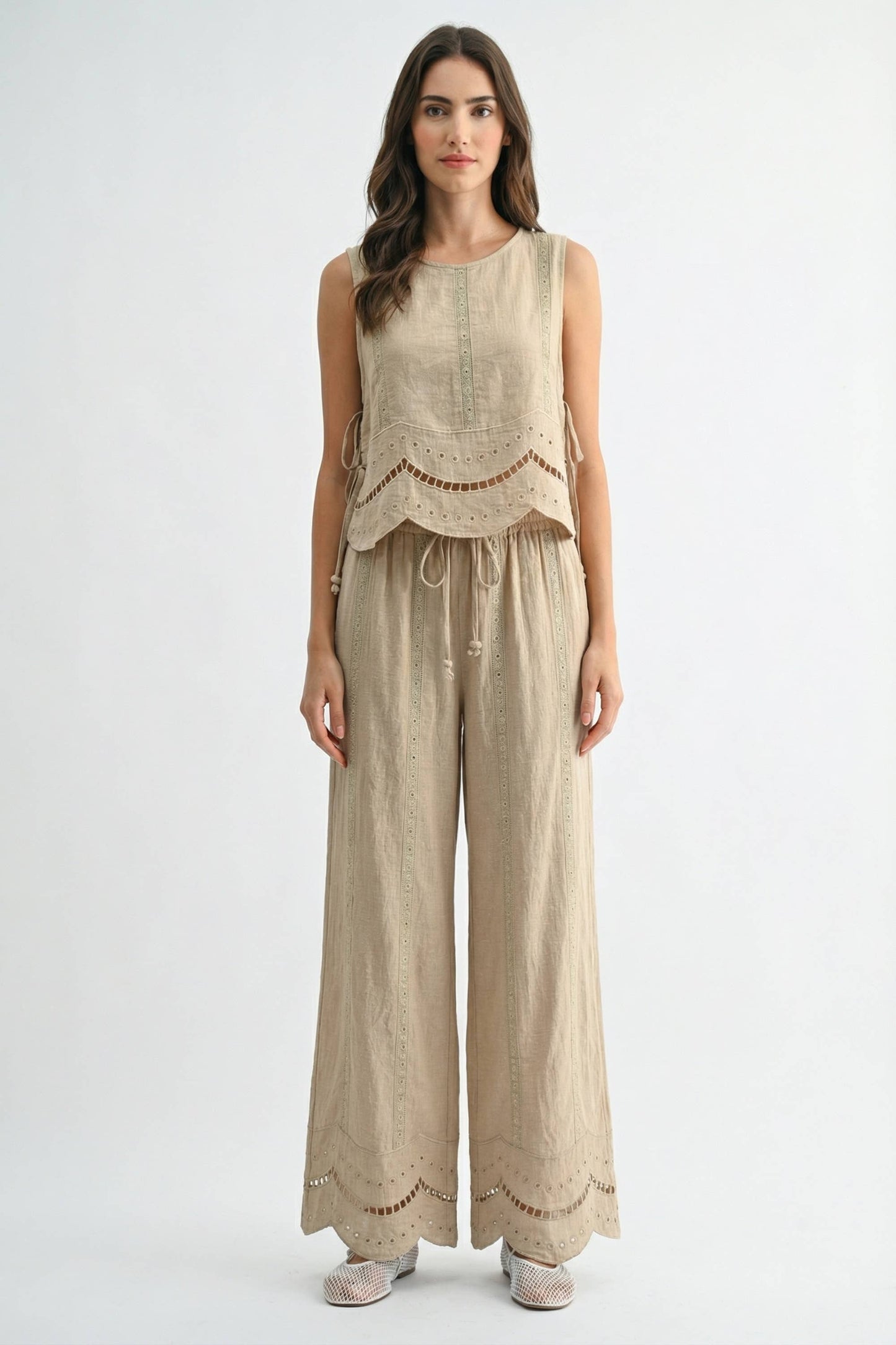Embroidered Pant Matching Set