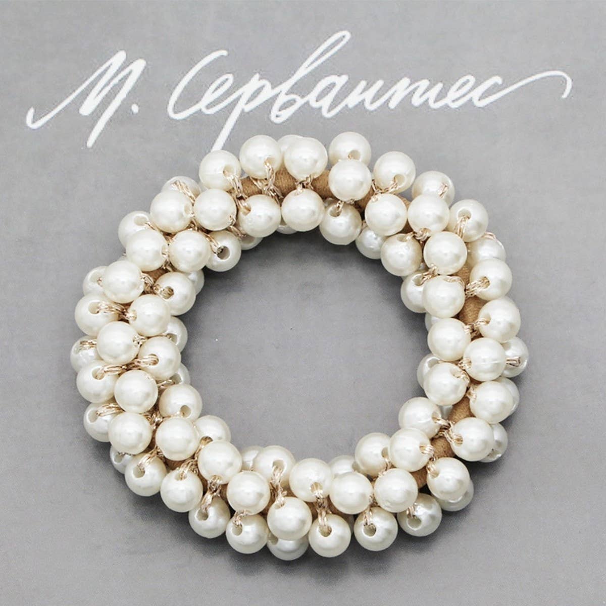 Beaded Faux Pearl Hair Tie Bracelet for Women