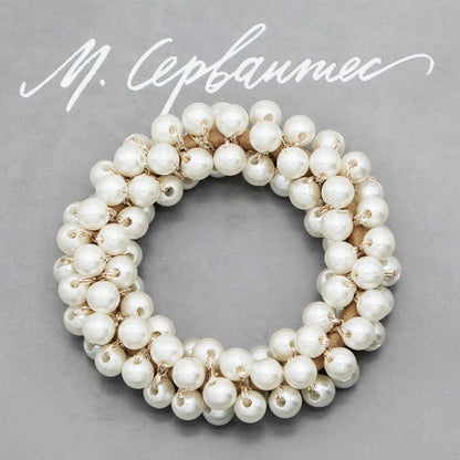 Beaded Faux Pearl Hair Tie Bracelet for Women