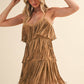 TIERED SUEDE FRINGED SLEEVELESS MINI DRESS