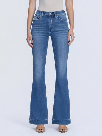 SUPER HIGH RISE TROUSER HEM FLARE JEANS LV1955 - Southern Sassy Boutique