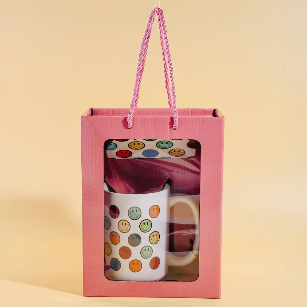 Colorful Smiley Faces 15 Oz Mug With Matching Coaster Gift