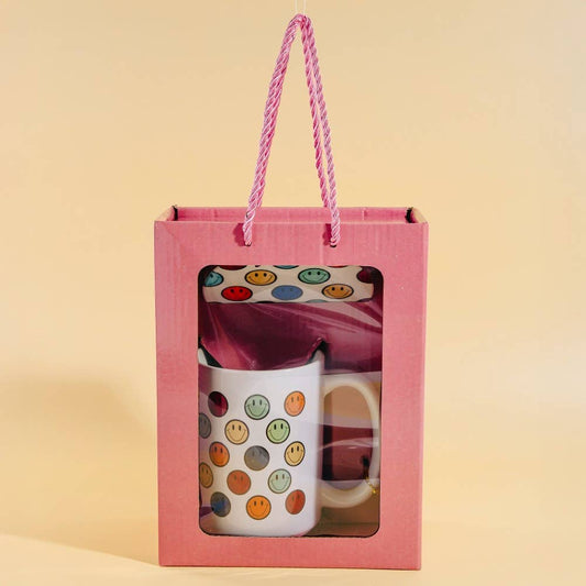 Colorful Smiley Faces 15 Oz Mug With Matching Coaster Gift