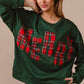 Plaid Merry Lettering Christmas Fleece Sweatshirt