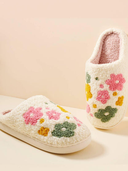 Flower Fuzzy Fleece Soft Slipper - Southern Sassy Boutique