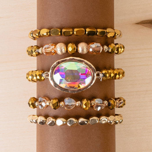 Crystal Beaded Stacked Bracelets