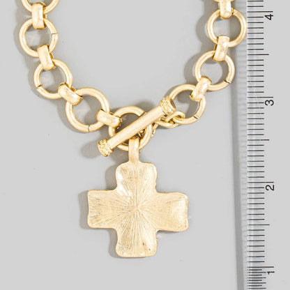 Hammered Cross Toggle Bracelet
