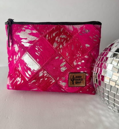 Western Cowhide Makeup Bag Travel - Southern Sassy Boutique