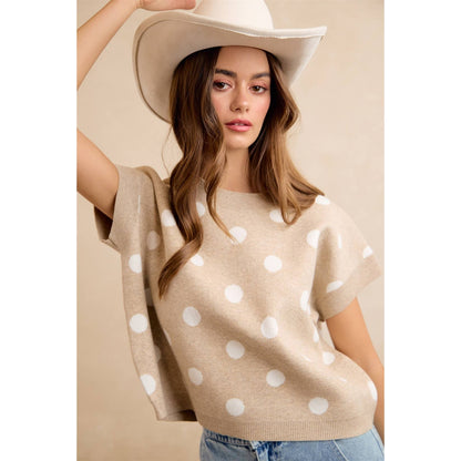 Polka Dot Knit Sleeveless Sweater