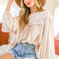 Lace-Up Back Detail Swiss Dot Patterned Blouse