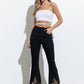 RHINESTONE FRINGE DENIM PANTS