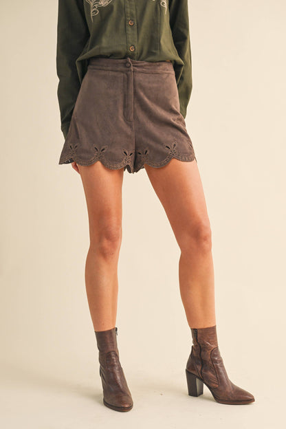 IP1396-A SUEDE EYELET SHORT PANTS - Southern Sassy Boutique