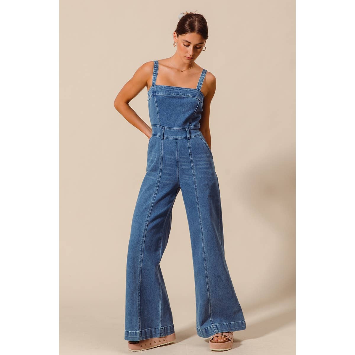 Washed Denim Jumpsuit